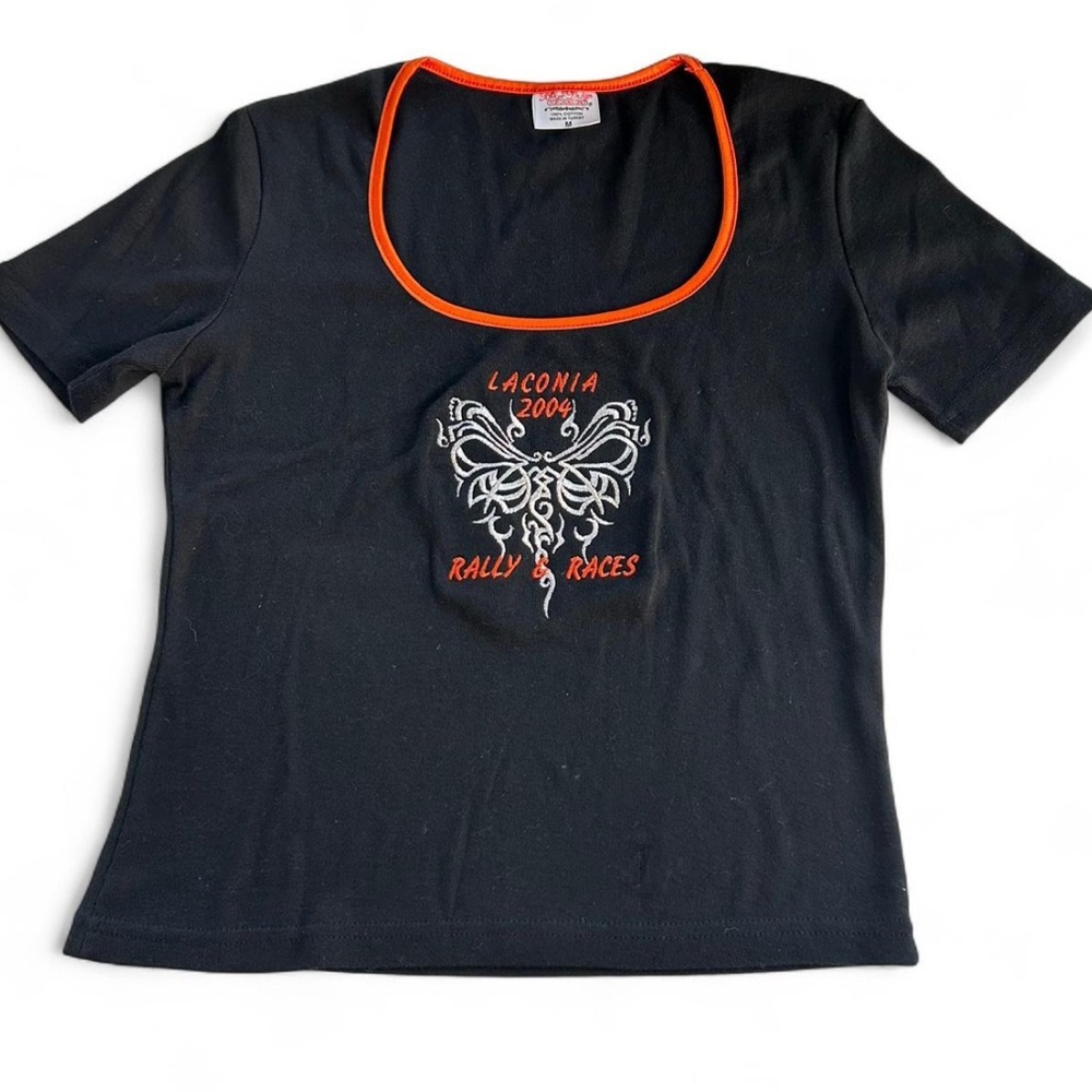 Biker Design Laconia 2009 black & orange cotton tee Size M #bikerstyle